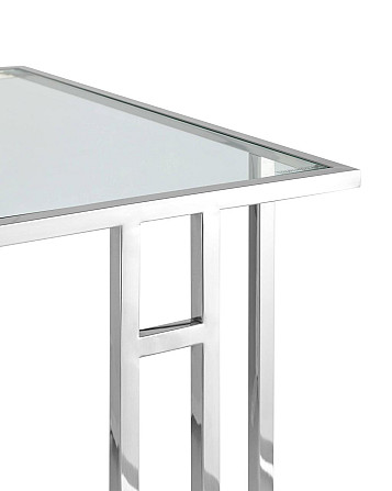 Журнальный столик 50*32 Boston, прозрачное стекло, сталь серебро Алматы - изображение 3