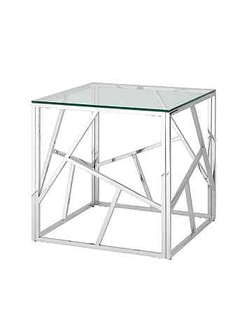 Журнальный столик 55*55 Artik, прозрачное стекло, сталь серебро Алматы