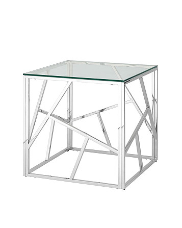 Журнальный столик 55*55 Artik, прозрачное стекло, сталь серебро Алматы - изображение 1