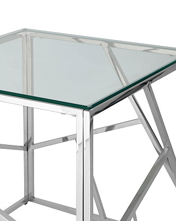 Журнальный столик 55*55 Artik, прозрачное стекло, сталь серебро Алматы - изображение 2