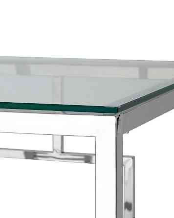 Журнальный столик 55*55 Brooklyn, прозрачное стекло, сталь серебро Алматы