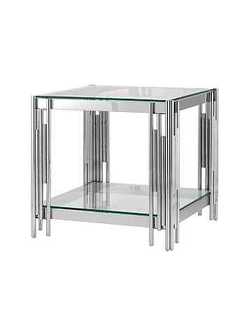 Журнальный столик 55*55 Gatji, прозрачное стекло, сталь серебро Алматы