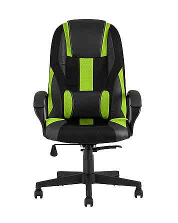 Кресло игровое Cyber 9 Green (Спинка и сиденье комбо ткань/экокожа, цвет черный/зеленый Алматы