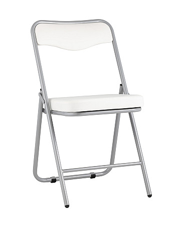 Складной стул Jolly экокожа белый каркас металлик Алматы - изображение 1