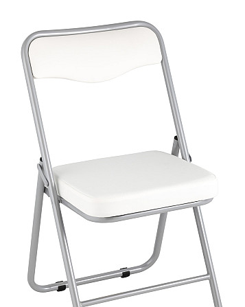 Складной стул Jolly экокожа белый каркас металлик Алматы - изображение 2