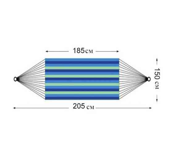 Гамак подвесной складной с деревянными планками 205х150 см в синих оттенках Алматы
