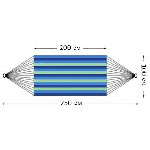 Гамак подвесной складной с деревянными планками 250х100 см в синих оттенках Алматы