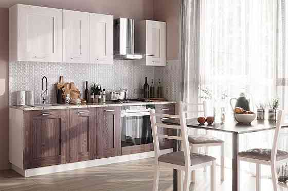 Кухонный гарнитур Форест, белый, фасада - ясень Анкор тёмный 240х217х52,6 см Нур-Султан