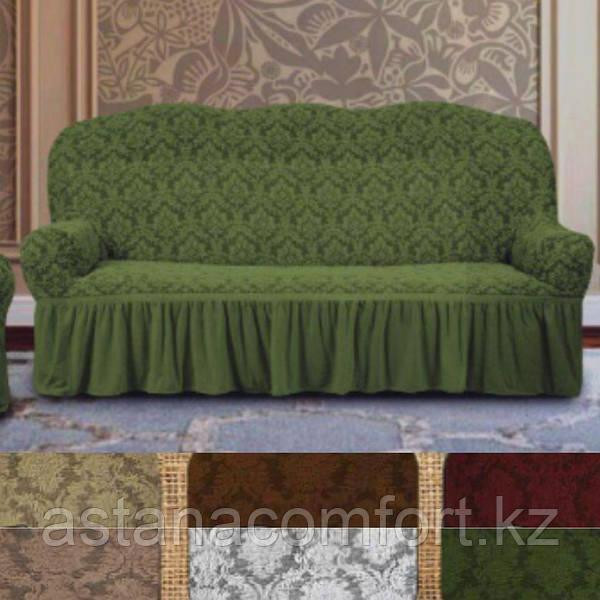 Жаккардовые натяжные чехлы на мягкую мебель, диван и два кресла. Турция Нур-Султан - изображение 1
