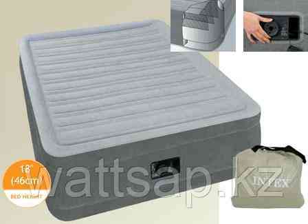 Кровать надувная Intex 152х203х46 см, max 273 кг Intex 64414, поверхность флок, встроенный насос Алматы